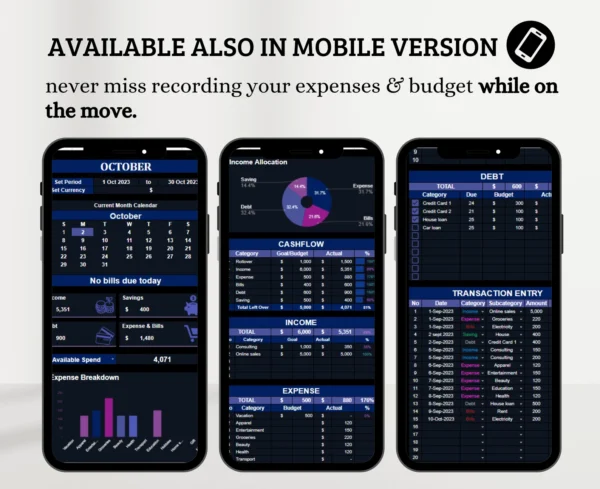 All-in-One Budget & Finance Tracker Google Sheets Template | Income | Expenses | Savings | Debt & Bills Planner - Image 3