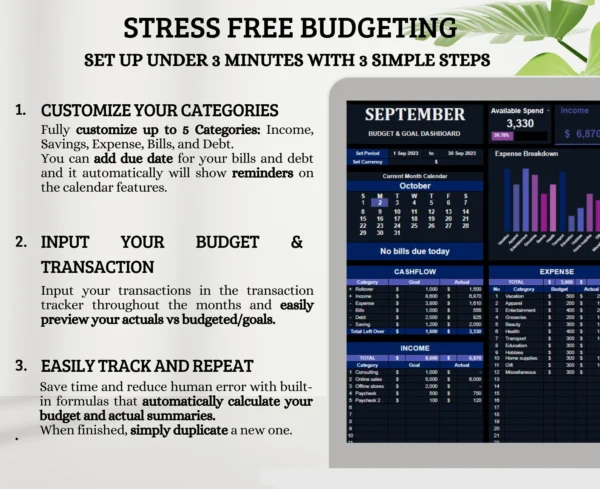 All-in-One Budget & Finance Tracker Google Sheets Template | Income | Expenses | Savings | Debt & Bills Planner - Image 6