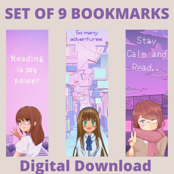 Printable Anime Bookmark Set – Digital Download for Business Resale | Marketing Giveaways & Personal Use - Image 3
