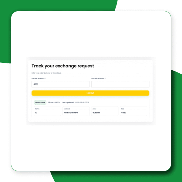 Scaled Exchange Orders – Customer Self-Service Exchange System (based Bangladesh) - Image 3