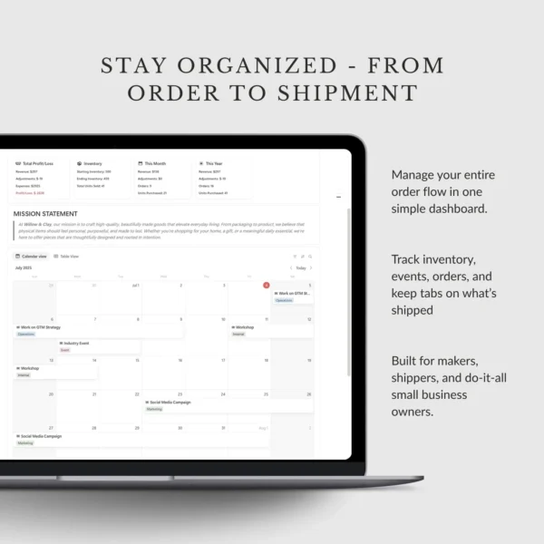 Notion Business Planner Template | Sales Tracker, Inventory, Feedback Form, Management, To-Do Lists for Product and Service Based Businesses - Image 6
